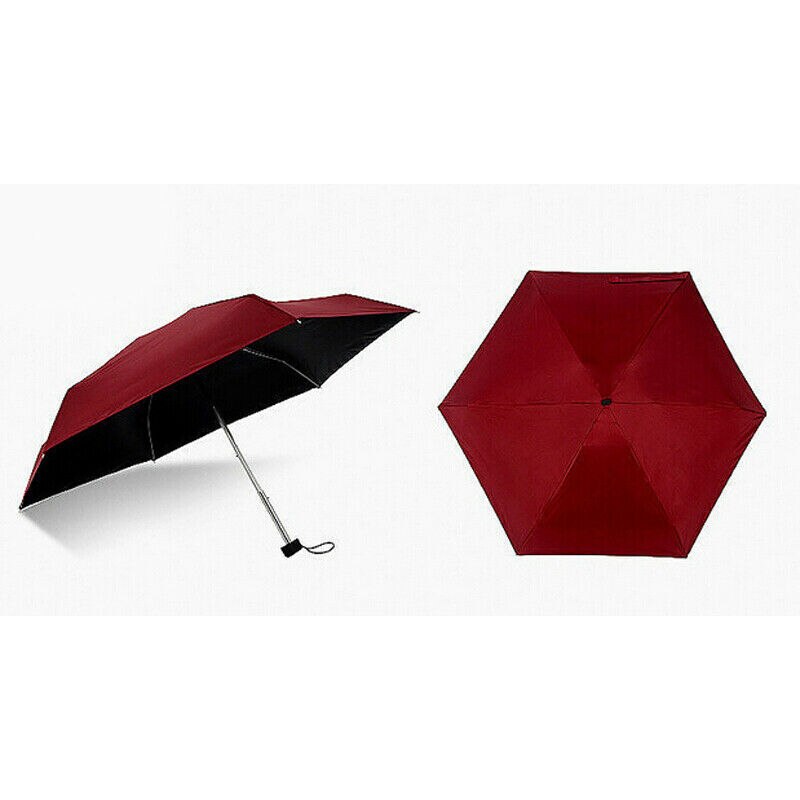 Sunny Rainny Pocket Umbrella Anti UV Mini Five-folding Windproof Lightweight Travel Women: Burgundy