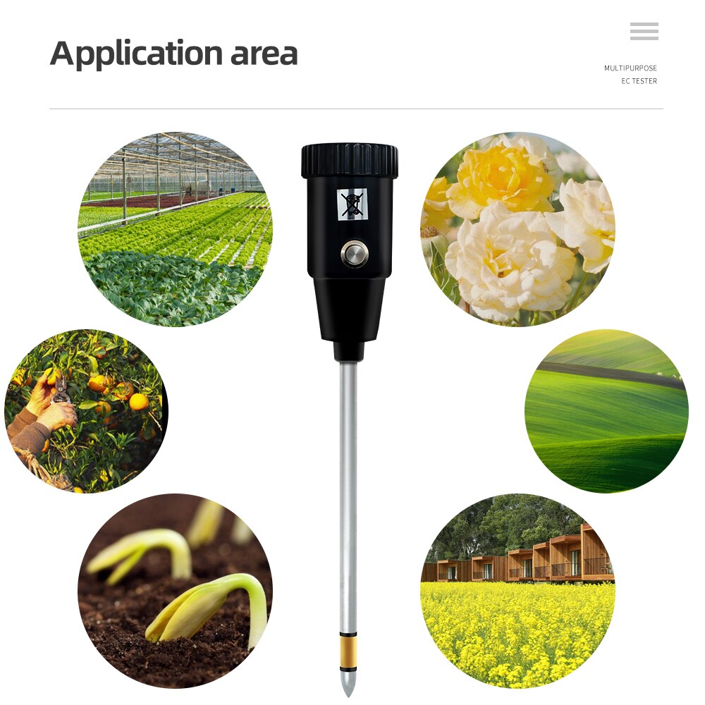 ZD-06 Soil pH &amp; Moisture Tester with 295mm Long Metal Probe Waterproof Soil Tester Kit Tools for Garden Flower Farm