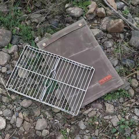 Outdoor Camping Self-Driving Tour Portable Pot Rack Folding 304 Stainless Steel Barbecue Rack Camping Frying Pan Barbecue Rack: Orange