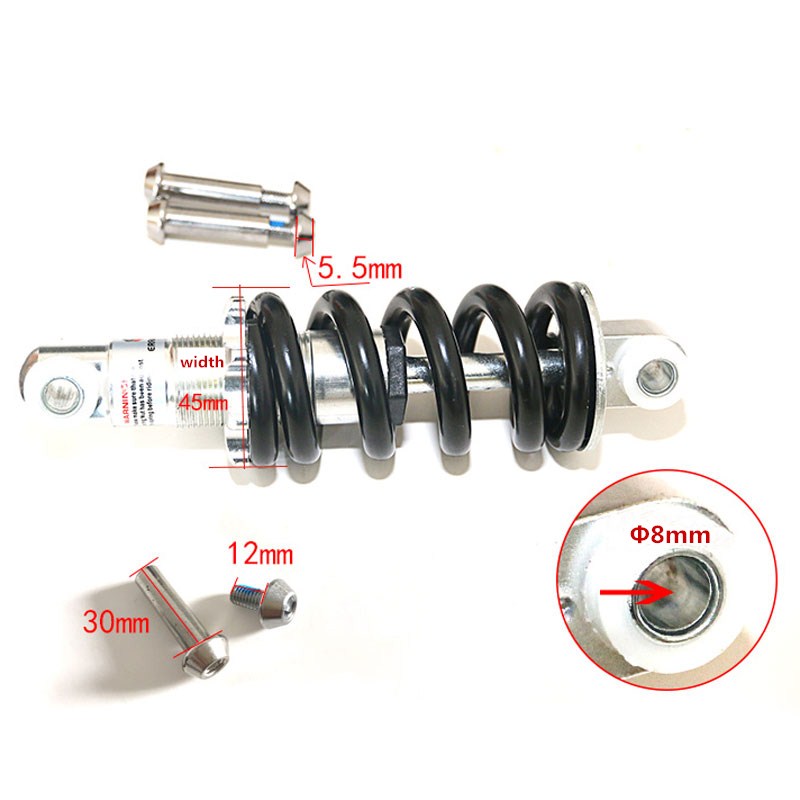 Folding Bike Mountain Bike Rear Shocks 100/125/135/150mm*1000LBS Spring Shock Absorbers BZR002