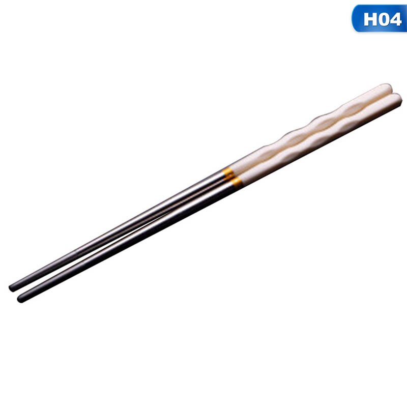 1 Pair Stainless Steel Japanese Chopsticks Non-slip Stainless Steel Chop Sticks Set Reusable Food Sticks Sushi Hashi: 04