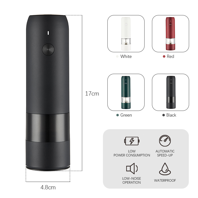 1/2Pcs Electric Pepper Grinder Sets USB Rechargeable Spice Mill Grinder with LED Light Adjustable Kitchen Grinding Gadgets