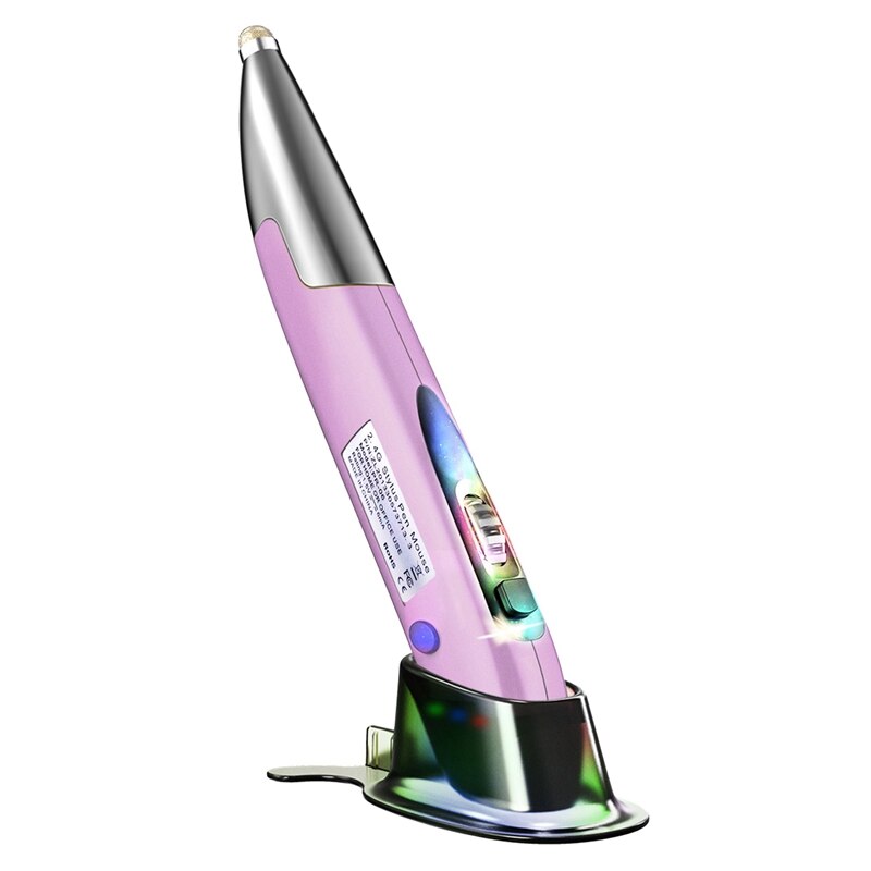 Bolígrafo ratón inalámbrico en forma de pluma Vertical, bolígrafo ratón óptico inalámbrico USB, 2,4G, 4 botones, para ordenador de escritorio/portátil: Purple
