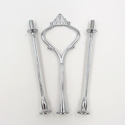2 Tier Cake Cupcake Plate Stand Only Birthday Wedding Party Food Holder Trays Store Stand Only Without Dishes: Silver 3 Stand Only