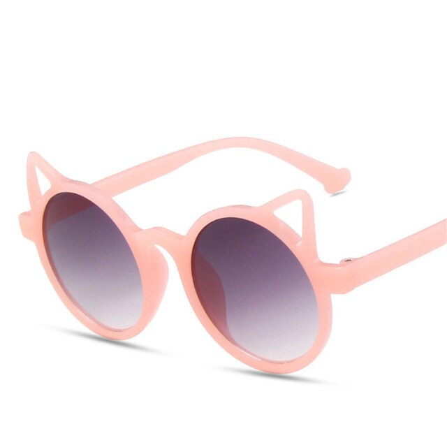 Gafas de sol redondas para niños y niñas, lentes de sol infantiles de color rojo, Oreja de Gato, rosa, morado y blanco, para fiestas al aire libre,: Pink