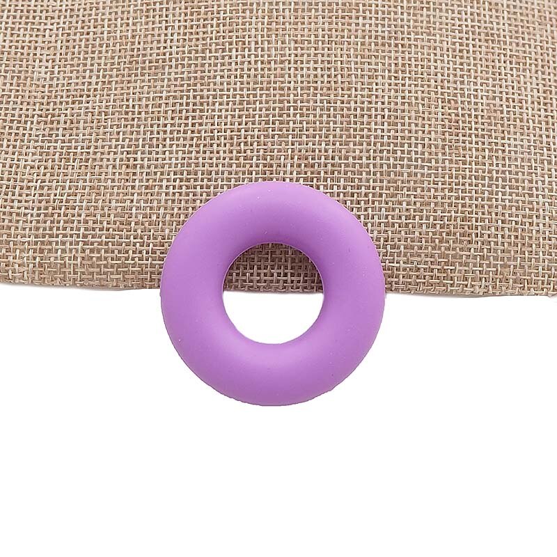 Chenkai-anneau de dentition Silicone sans BPA | Perles de donuts pour bébé, pour la fabrication bricolage, accessoires de jouets, 50 pièces: VIOLET