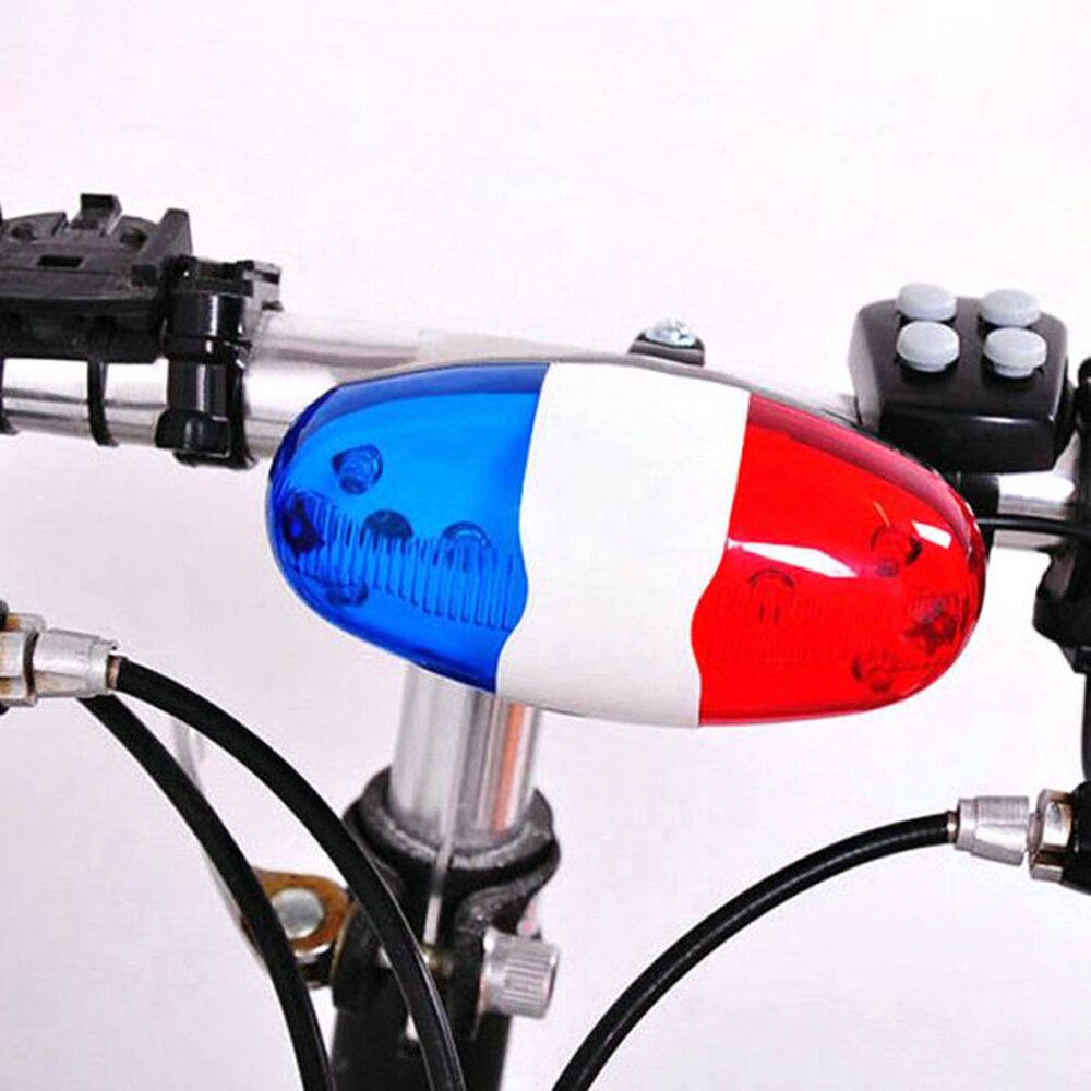 6 luces Led parpadeantes para bicicleta, campana para trompeta eléctrica, luz de advertencia con 4 modos de sonido de sirena, a prueba de agua diaria.