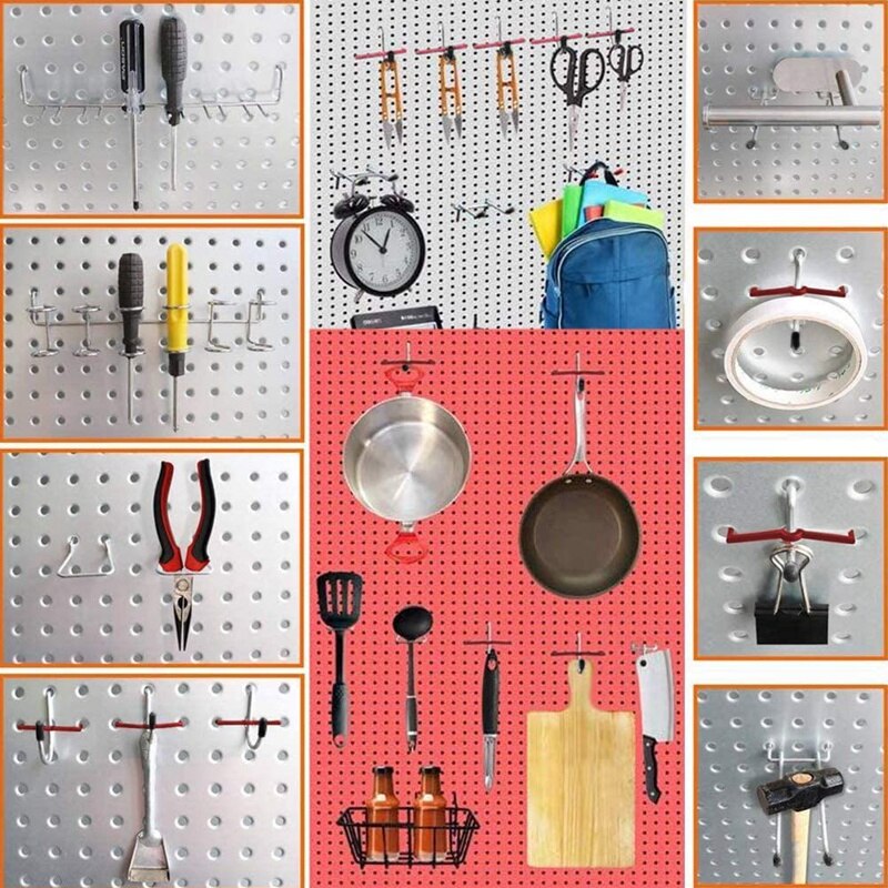 135PCS Pegboard Kit, 1/8 and 1/4 Inch Pegboard Hooks Assortment, Pegboard Bins, Metal Hooks for Hanging Storage