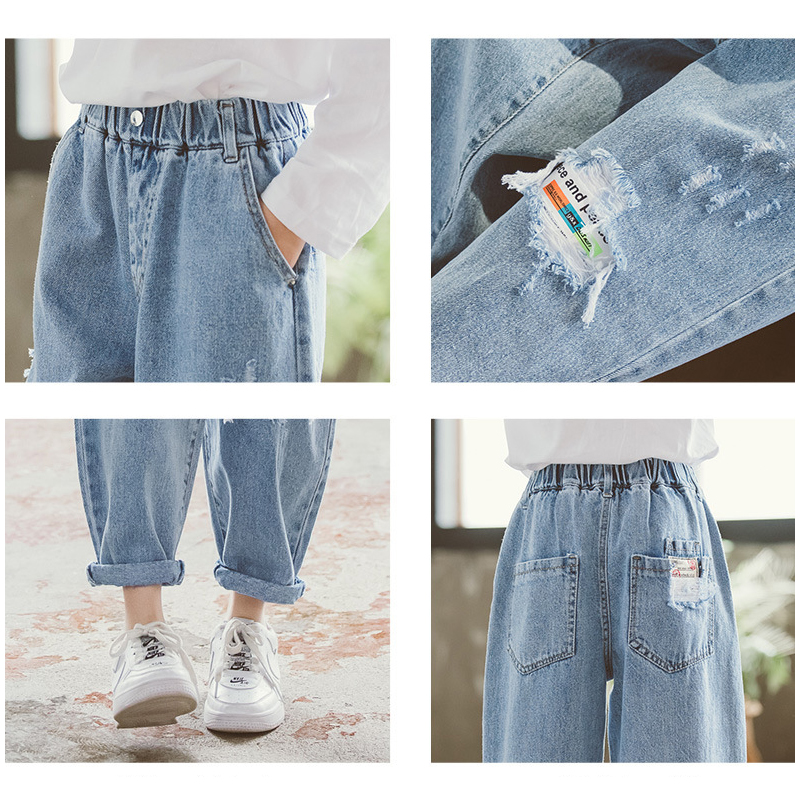Teen Girls Holes Jeans Spring 8 10 12 years Kids Girls Long Pants