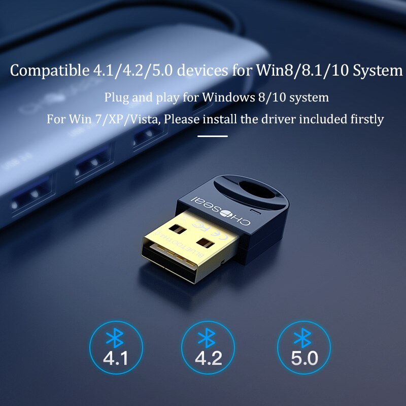 Choseal USB Adapter Bluetooth-compatible for PC 4.0 Dongle Receiver For Windows 10/8.1/8/7/XP for Desktop Laptop Mouse Keyboard