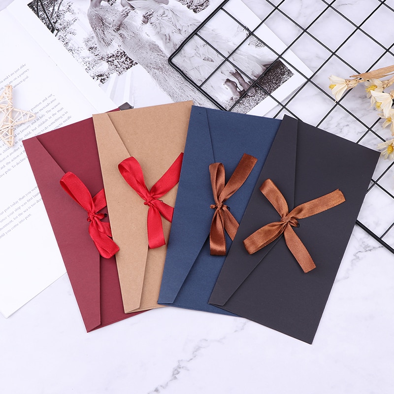 1 ud. 22*11cm Sobres de papel de perla de lazo clásico para boda sobre de invitación sobre de 4 colores