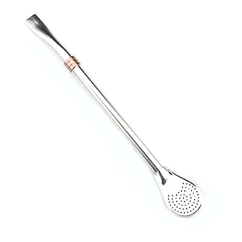 Reusable Metal Filter Drinking Straw Stainless Steel Coffee Tea Spoon Straw Detachable Spoons Drinking Straw Bar Tools: C-rose gold