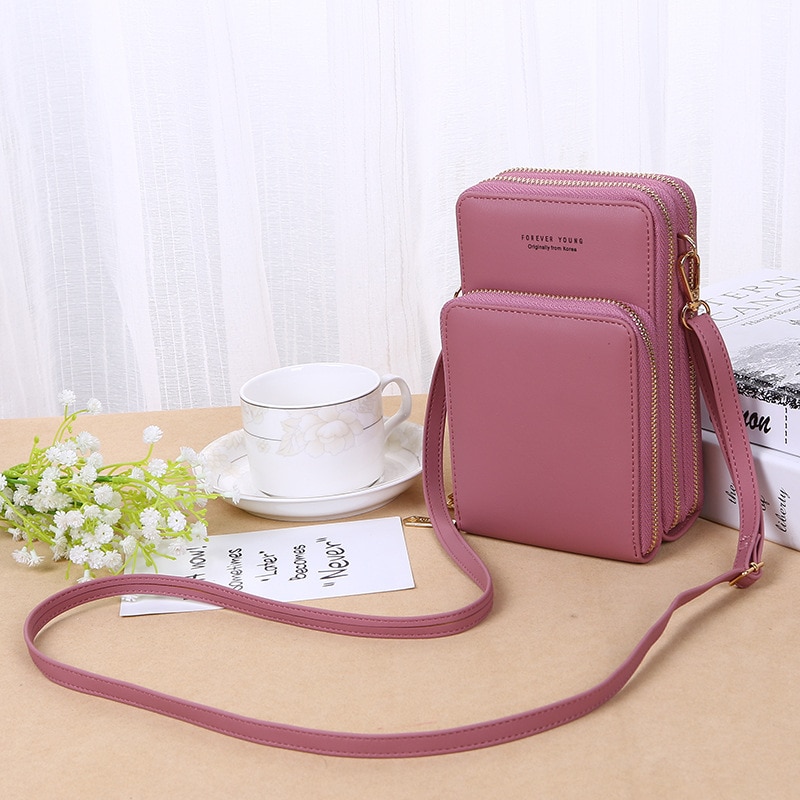 SMOOZA Crossbody komórek torba na telefonu na ramię torebka na telefon moda codziennego użytku posiadacz karty Mini letnia torba na ramię dla kobiet portfel: deep pink