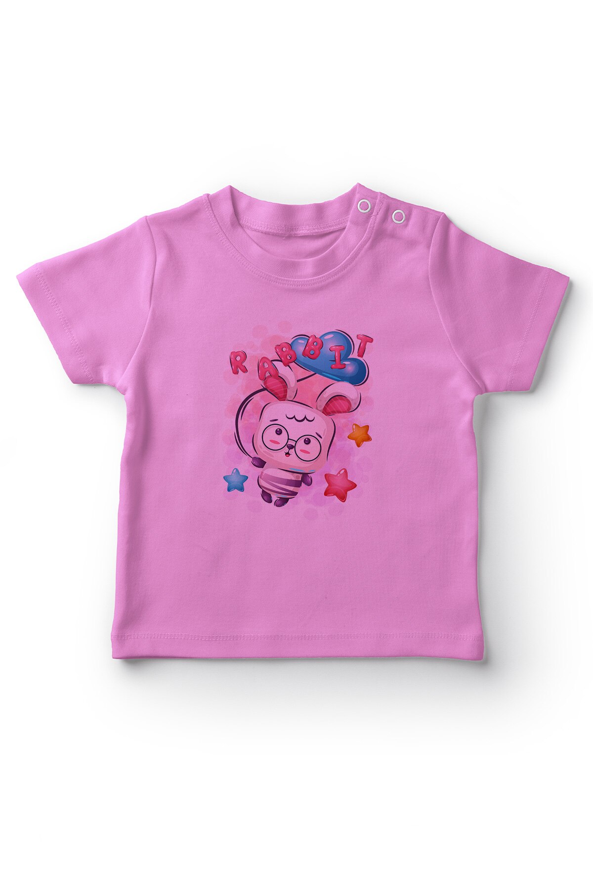 Angemiel Baby Cloud Holding Glasses Rabbit Girls Baby T-Shirt Pink