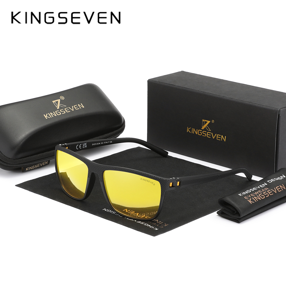 KINGSEVEN Neue polarisierte Sonnenbrille für Damen, klassisch, quadratischer Rahmen, Sonnenbrille für Herren, draussen-Reisen, 755: Gelb