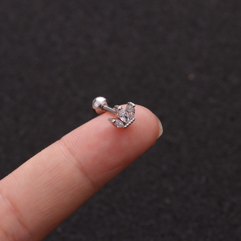 1 pieza oro blanco Luna estrella flor Cruz y corazón Marquesa acero Barbell CZ Tragus Diath cartílago Helix Rook Piercing pendiente: Style 14 / Gold