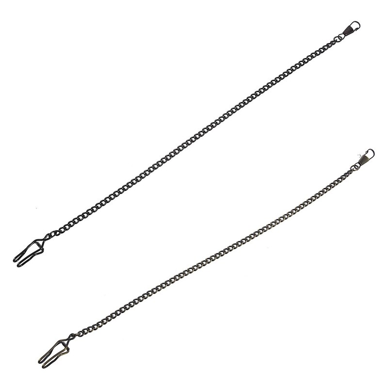 2 Pcs Retro Antique Vintage Pocket Watch Chain , Bronze & Black