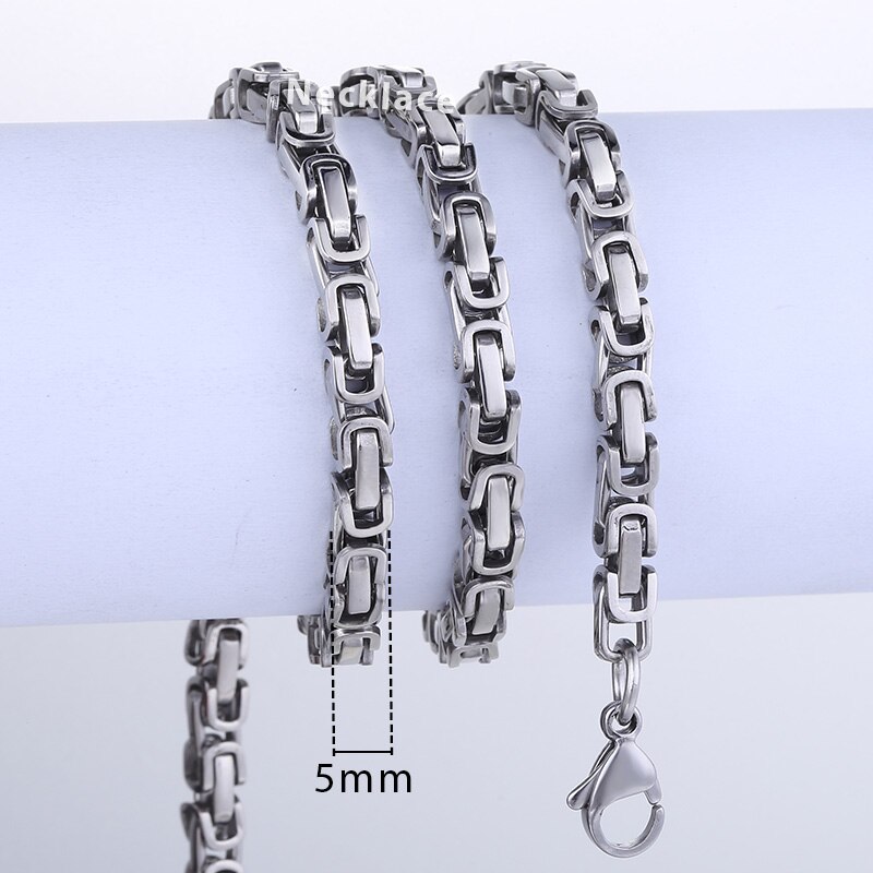 Rvs Byzantijnse Collier Voor Mannen Zilveren Kleur Sieraden Mode Heren Kettingen Kettingen 5/7 Mm Davieslee KNN21: KN03 / 22inch 55cm