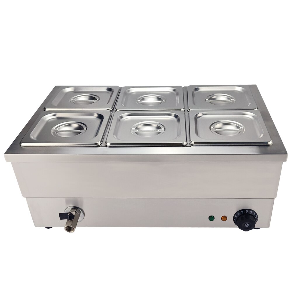 6 réservoirs Multinational électrique Bain Marie Cchafing plat cusage commercial chauffe-plats Buffet en acier inoxydable chauffe-vapeur