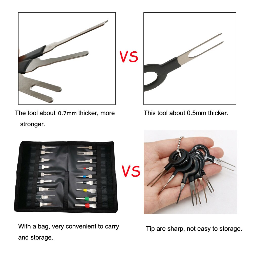 18 stk terminal fjernelse værktøjssæt pin nåle retractor pick elektrisk wire plug puller klud taske reparation håndværktøjssæt