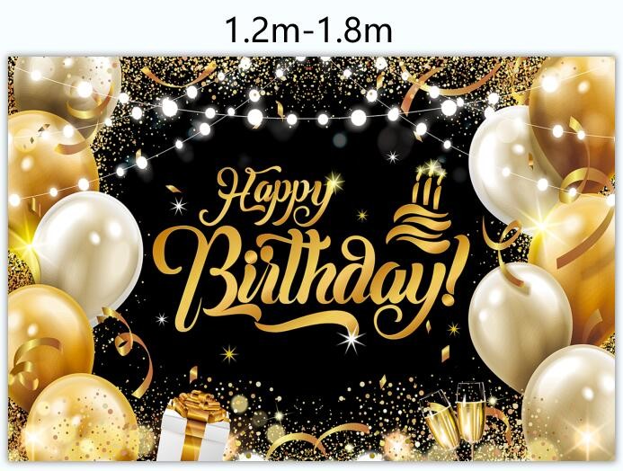 Blue Gold Happy Birthday Backdrop Banner Balloon Star Poster Booth Backdrop Birthday photozone Background Wall Party Decor