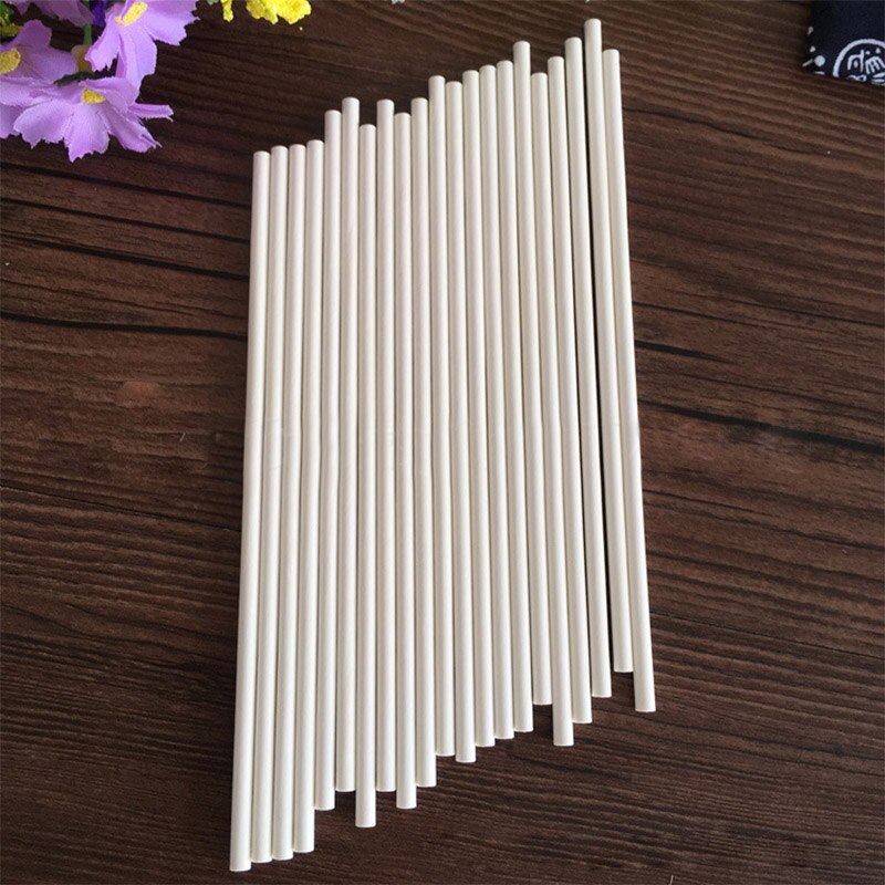 100 unids/set dulces tonto palos de papel de grado palo de piruleta Chocolate caramelo azúcar artes blanco DIY herramienta de molde 3 tamaños