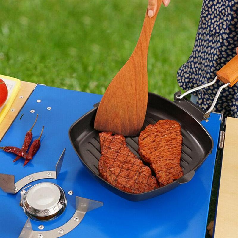 Sartén plegable portátil para Picnic al aire libre, utensilios de cocina antiadherentes de hierro ultraligero negro, utensilios de Camping