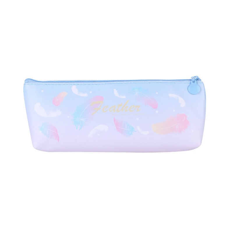 Leuke Lederen Veer Pen Etui Student Briefpapier Tas Grote Capaciteit Opbergtas Portemonnee Kantoor Etui