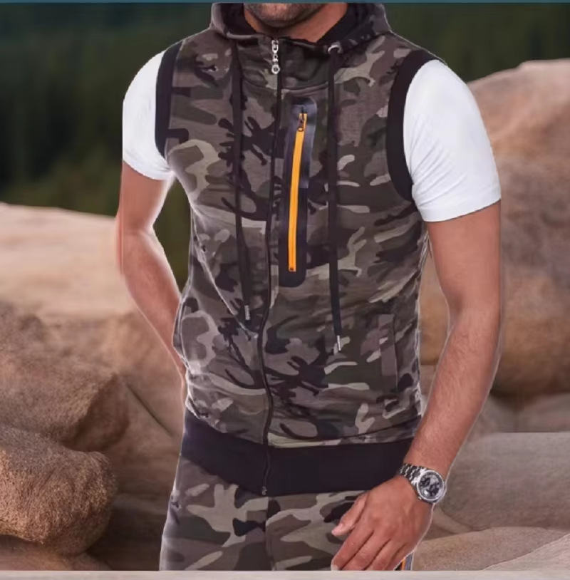 Mouwloze herenhoodies Mode Casual sweatshirt met rits en capuchon Heren bodybuilding tanktop sportief shirt vest vest gym