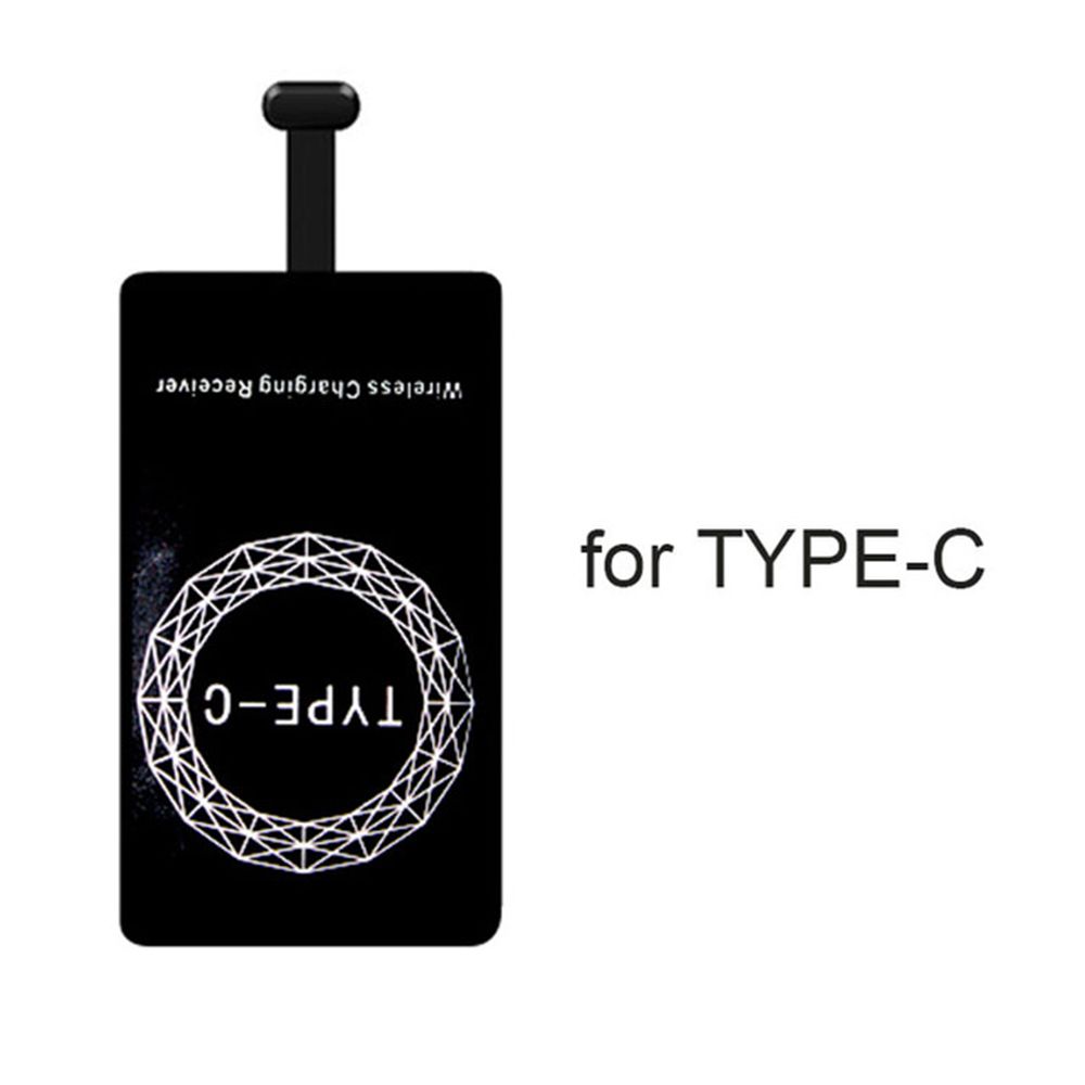 Typ-c-adapter qi trådlös laddning induktionspatchladdningsspolemottagare laddare för iphone 5 5s se 6 6s 6 plus 7 plus android: Blå