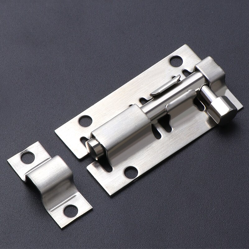 1Pc 2/3/4/5/6/8/10/12 Inch Long Silver Stainless Steel Door Latch Sliding Lock Barrel Bolt Latch Hasp Stapler Gate Safety Lock