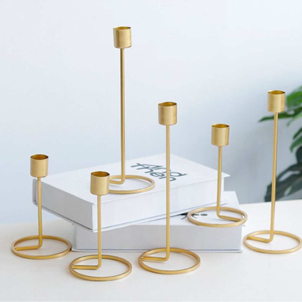 Nowoczesny żelazny świecznik świecznik wesele dekoracja konferencyjna-złoto, L