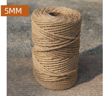Cuerdas de Sisal de 4mm, 5mm, 6mm x 100m, hilo de yute, cuerda de cáñamo Natural, decoración de arte para el hogar para rascar gatos y mascotas: 5mm x 100m