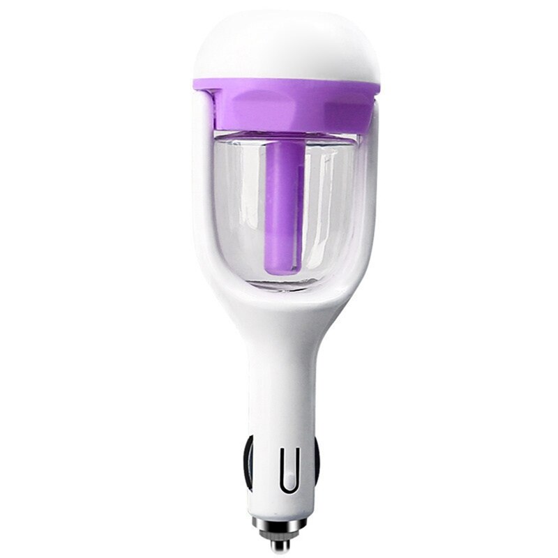 12V nawilżacz samochodowy mini odświeżacz powietrza robić samochodu oczyszczacz powietrza aromat i dyfuzor olejków eterycznych aromaterapia samochodowa mgła producent Fogger: fioletowy