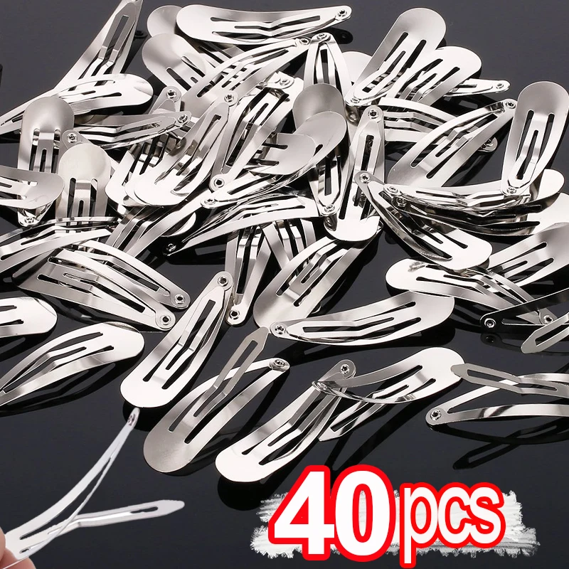 50pcs Y2K Silver Hair Clips BB Snap Clip Hairpins Base for DIY Handmade Barrettes Styling Tools Women Girl Hair Accessories: Yellow