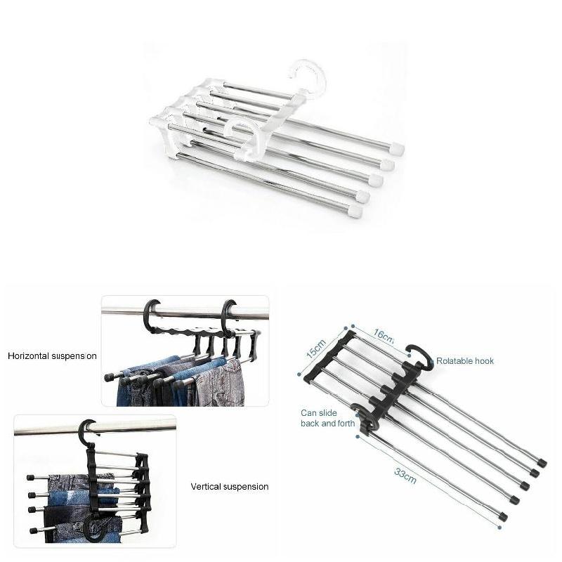 2 Pcs Pants Rack Shelves 5 in 1 Multifunctional Storage Trousers Hangers Space Saving Tendedero Ropa Plegable вешалка для одежды