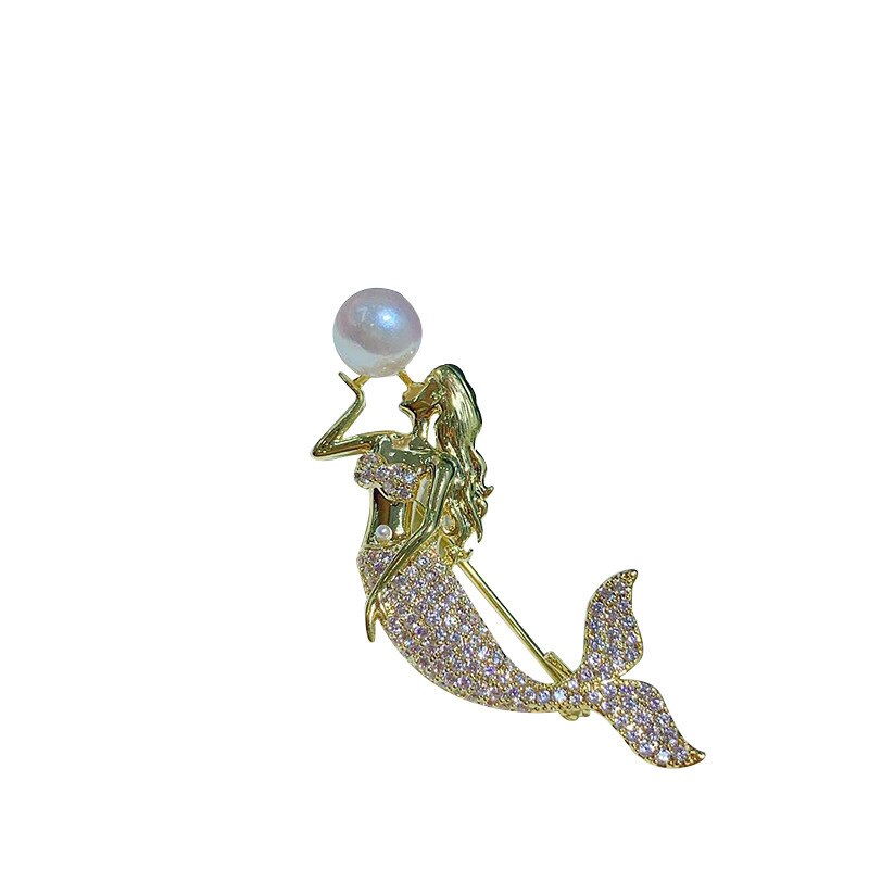 The temperament zircon mermaid golden microscope brooch brooch euramerican style