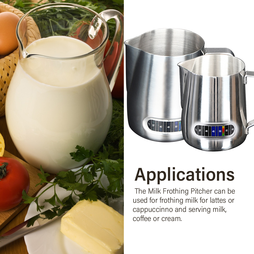 Carafe à café Portable en acier inoxydable, avec thermomètre, nettoyage facile, pour faire mousser le lait, pichet à vapeur, pour la cuisine