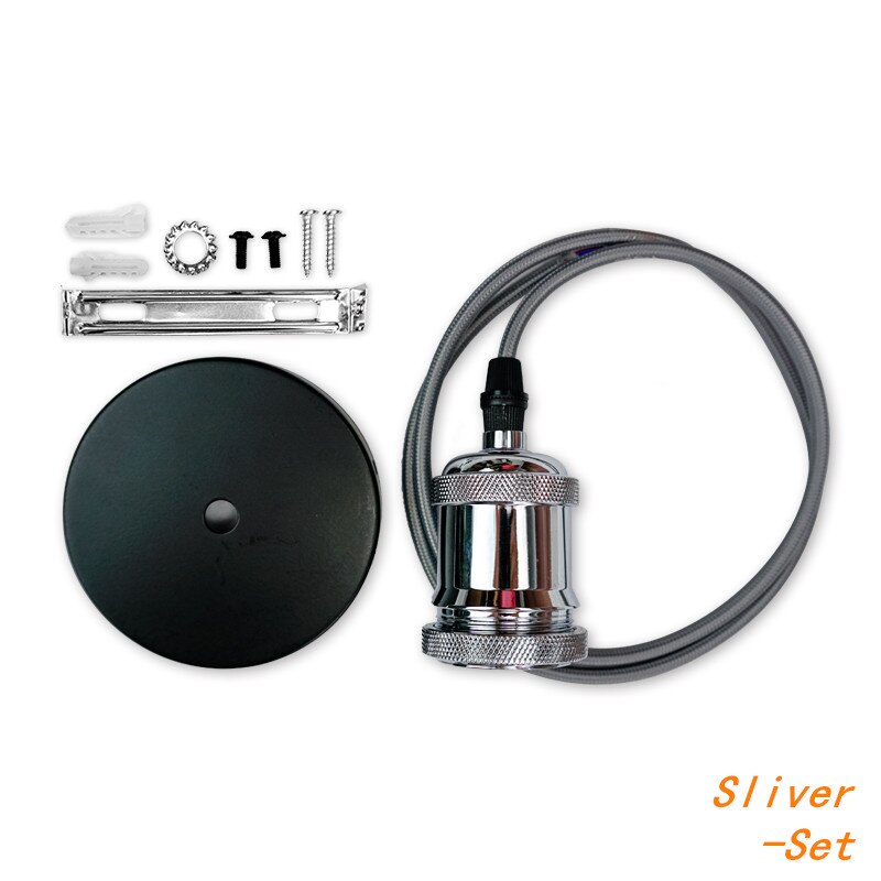 4pcs/lot E27 Lamp Holder Vintage Edison bulb Base E26 Screw Bulb base 110V 220V Socket Retro Fittings Fixture Pendant lights: Sliver set