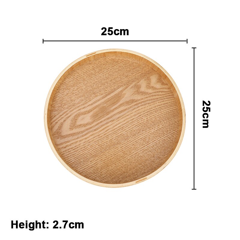 Huishoudelijke ronde houten serveerschaal, massief houten voedselschaal, bord, hapjesschaal, beker, schaal, fruitschaal, diner, taart, dessertschalen, thee: Klein rond bordje