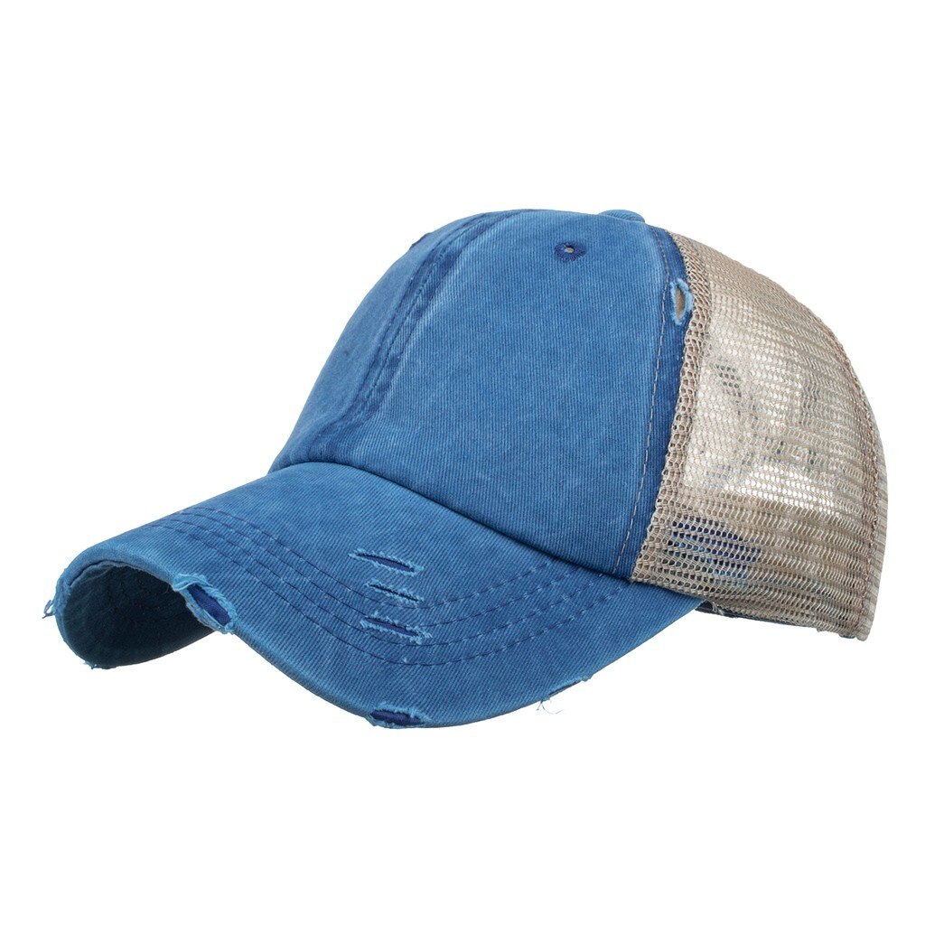 SAGACE Unisex w stylu Retro Demin regulowana czapka z daszkiem dorywczo sportowa czapka przeciwsłoneczna kobiety mężczyźni Outddor jednokolorowa czapka hip-hopowa: Niebieski