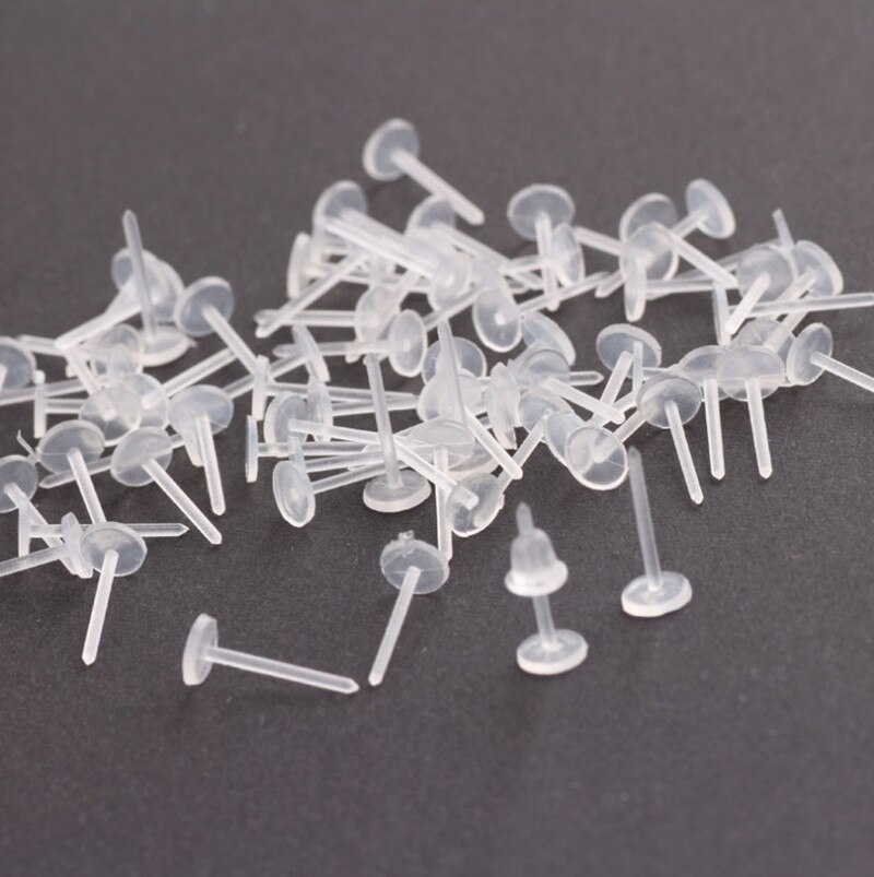 500p Blank Flat/Cup Earring Pin Post Nuts Stud Earrings Back Stoppers Ear clip Rubber Pad Earrings jewelry Findings Plastic Pins