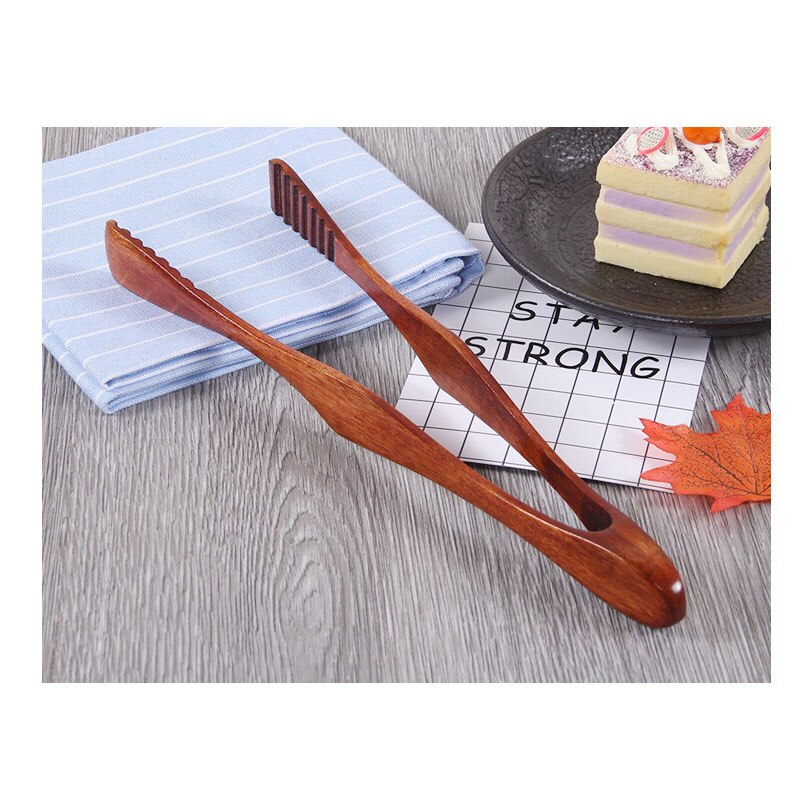 Pinzas de madera para comida, pinzas para bistec de barbacoa, hojaldre de pan para postres, pinza de Clip, herramientas de cocina para Buffet, utensilios de barbacoa, 1 ud.: Default Title