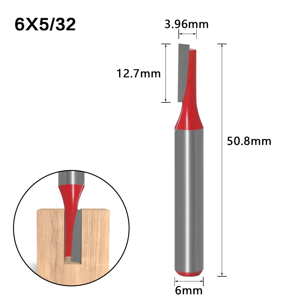 6mm skaft rett bit trebearbeidingsverktøy freser for trespalte graveringsmaskin hardmetall endefres fres: No2 6 x 5 l 32
