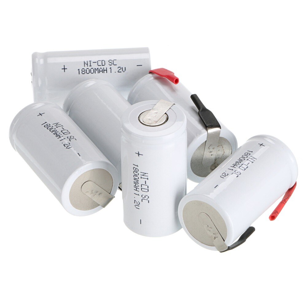 Potencia Anmas 2-20 piezas Sub C SC 1,2 V 1800mAh baterías recargables NiCd y Tab White