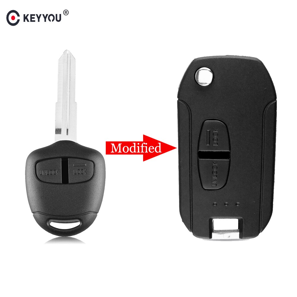 KEYYOU Modified Flip Remote Key Shell Case For Mitsubishi Pajero Sport 2 ASX GRANDIS Outlander LANCER-EX X Right/Left Blade: Model 2