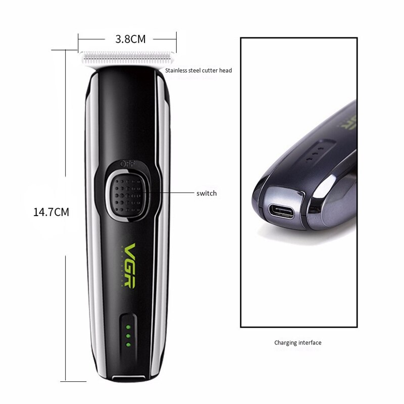 Vgr V-020 Wireless Rechargeable Shaver Hair Trimmer Beard Car Trimer for Men Usb Electric Stubble Edge Razor Cutter Hair Cutting