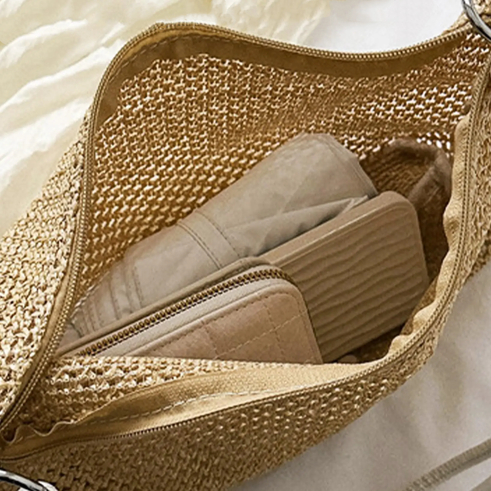 Straw Tote Bag Woven Shoulder Bag Summer Beach Ladies Straw Handbags Hobo Bags And Purses Weave