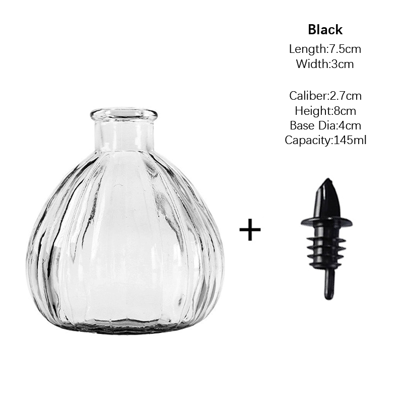 Botella pequeña de vidrio en relieve con tapa, botella de salsa, botellas amargas, edulcorante, botellas cuentagotas, botella de condimentos, accesorios de cocina: Transparente