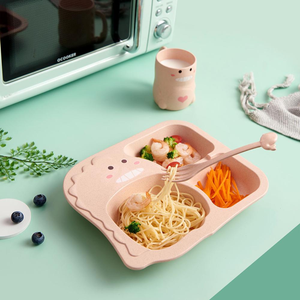 1pc søde tallerkener skåle ske bordservice sæt børn børn baby fodring mad tallerken bakkeholder middagstallerkener med gaffel ske